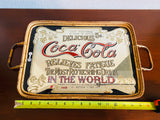Coca-Cola Vintage 1960's Coke Relieves Fatigue Mirror Serving Tray Wood Handles