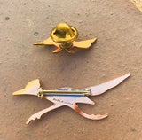 Southwest Signed Copper Handmade Turquoise Roadrunner Bird Pin Brooch Set of 2