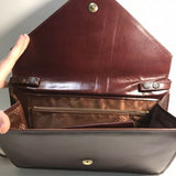 Designer Signed Cedy Italy Maroon Leather Clutch Purse With Mini Wallet