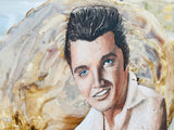 Artist Signed T. Wills Hand Painted Elvis Presley Wood Carved Art Decor Plaque