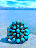 Signed Jim Yazzie Navajo Sterling Silver 925 Turquoise Stone Cuff Bracelet 103+g