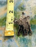Vintage Rare Sterling Silver 925 Siam Nielloware Elephant Pin Brooch