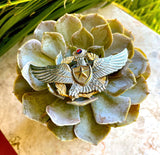 Silver & Gold Tone Metal Military Eagle Star Red Blue Yin Yang Enamel Badge Pin