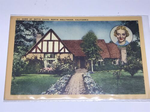 Postcard CA North Hollywood Home of Bette Davis Picture Inset Vintage