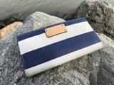 Kate Spade New York Wellesley Stacy Blue & White Stripe Leather Wallet WLRU2531