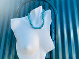 Blue & Silver Tone Faux Turquoise Stone Beaded Fashion Necklace