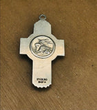 Vintage High Relief Sterling Silver 925 GF Catholic Cross Crucifix Charm Pendant