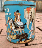Vintage Toyland Peanut Butter Tin Circus Marching Band R G Kirby Co Can in EUC