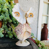Vintage Artisan Hand Made Sea Shell Owl Figurine Decorative Art