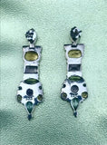 Vintage Garnet Citrine Peridot Amethyst Blue Topaz Sterling Silver 925 Earrings