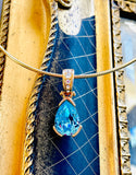 Nolan Miller Blue Teardrop Stone Rhinestone Pendant Gold Tone Collar Necklace