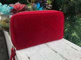 Designer Adrienne Vittadini Studio Red Velvet Gold Tone Clutch Purse Wallet