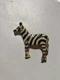 Gold Tone Black And White Enamel Zebra Pin Brooch